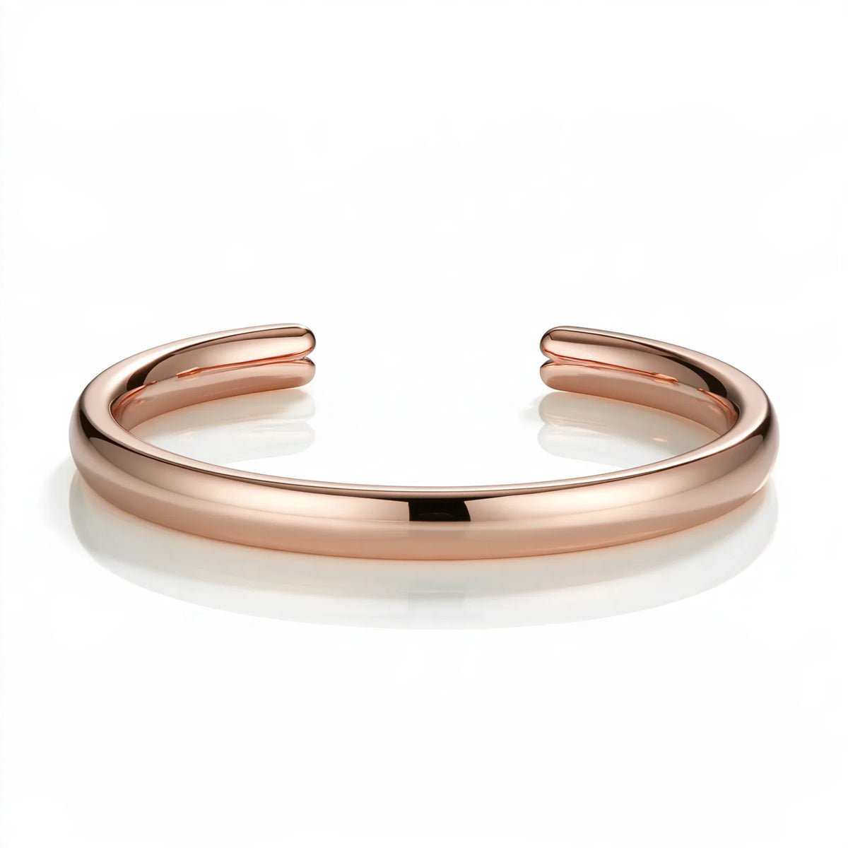 MAYA 01 Taormina open cuff in Rose Gold, a smooth rounded band with softly split ends